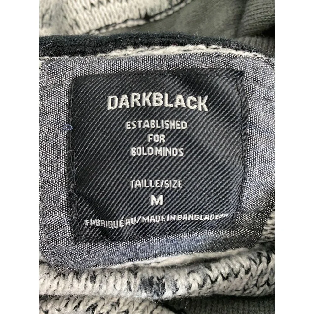 DARKBLACK White Black Chunky Knit Hooded Sweater Size M Medium